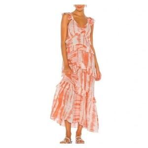 Misa L A coral Morrison Dress coral tie dye maxi  XS spring party wedding guest